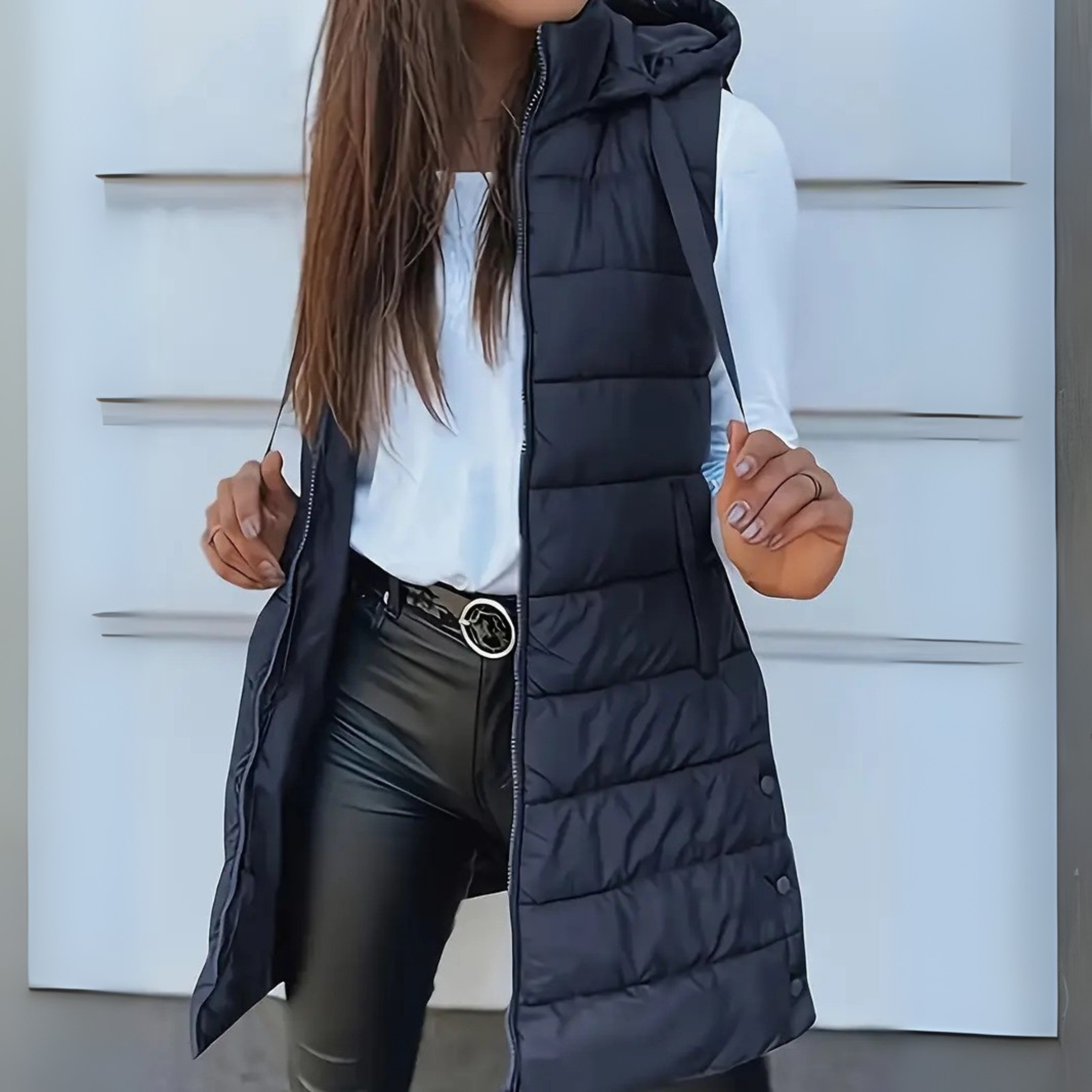 Celeste™ – Casual Sleeveless Hood Long Puffer Vest