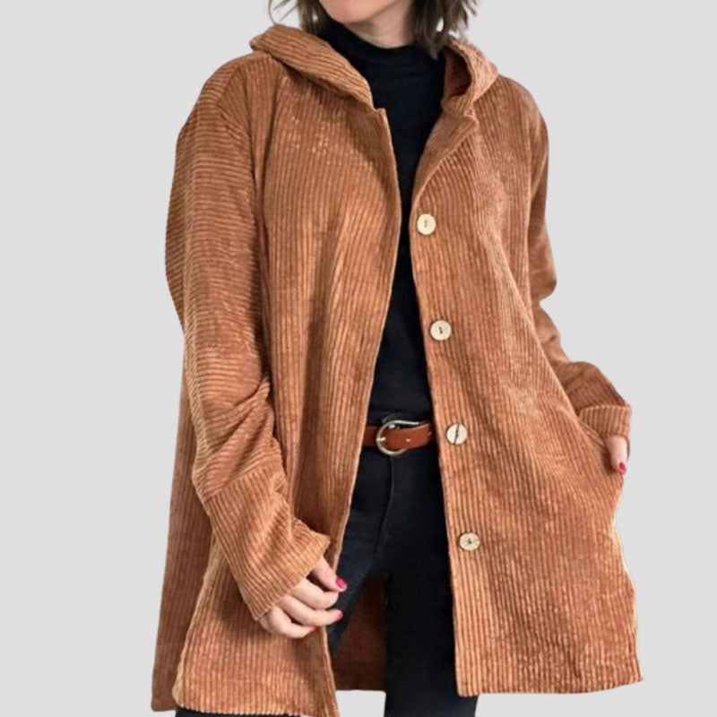 Ava | Casual velvet jacket with hood for autumn π