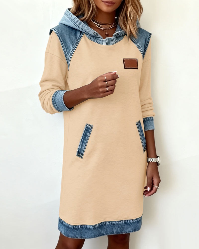 Arielle™ – Everyday Denim-Trim Hoodie Dress