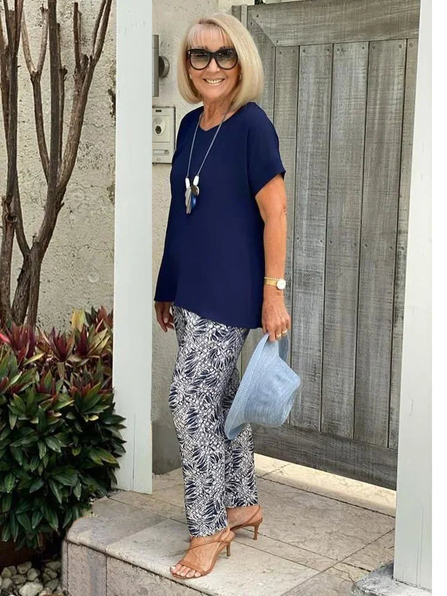 Claire-Soft Stretch Tee & Trousers Set