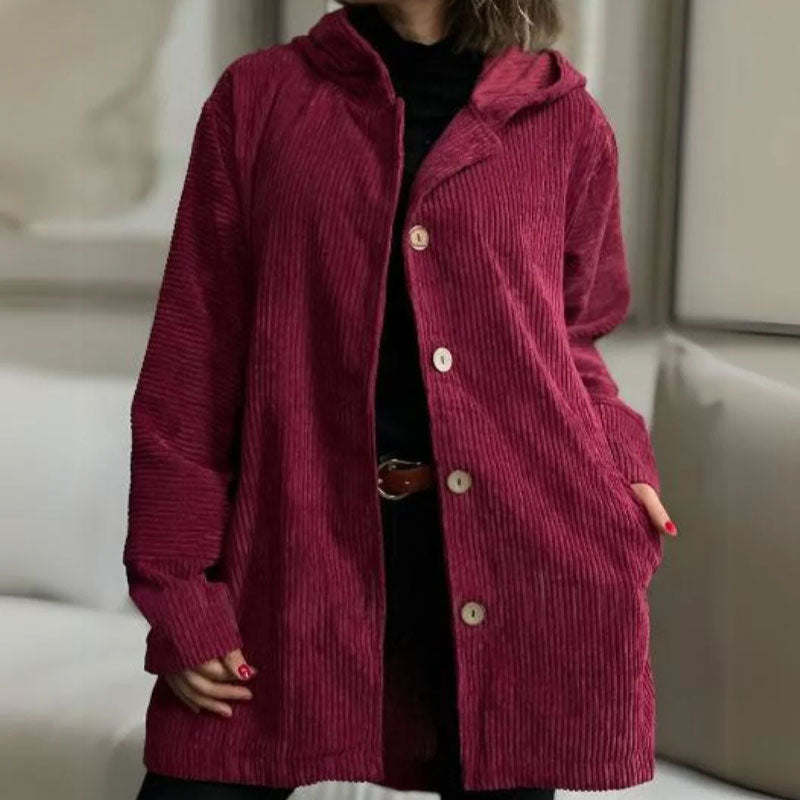 Ava | Casual velvet jacket with hood for autumn π