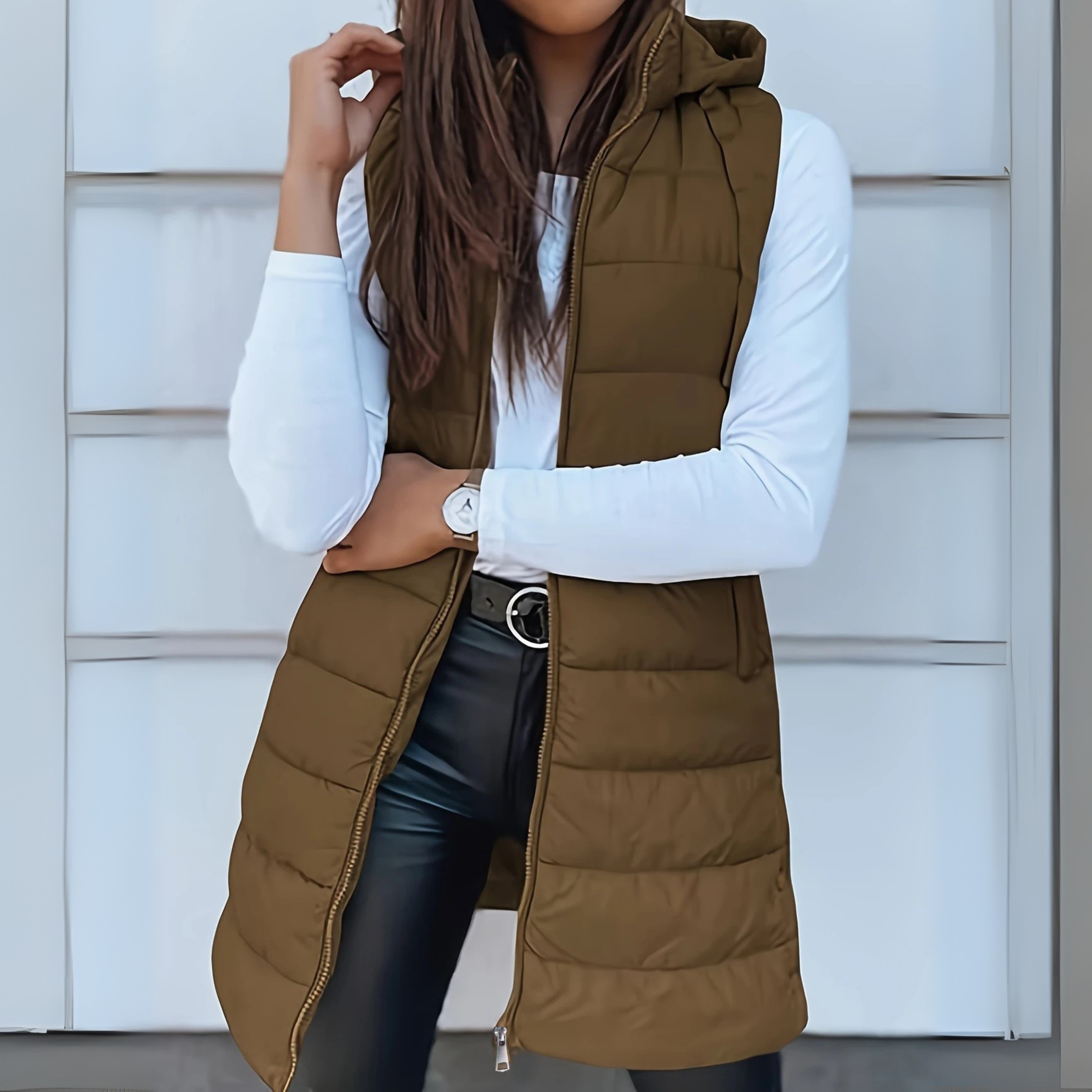 Celeste™ – Casual Sleeveless Hood Long Puffer Vest