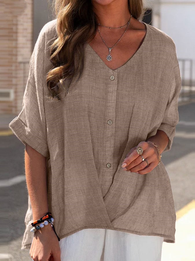 Leona-Relaxed Button Blouse