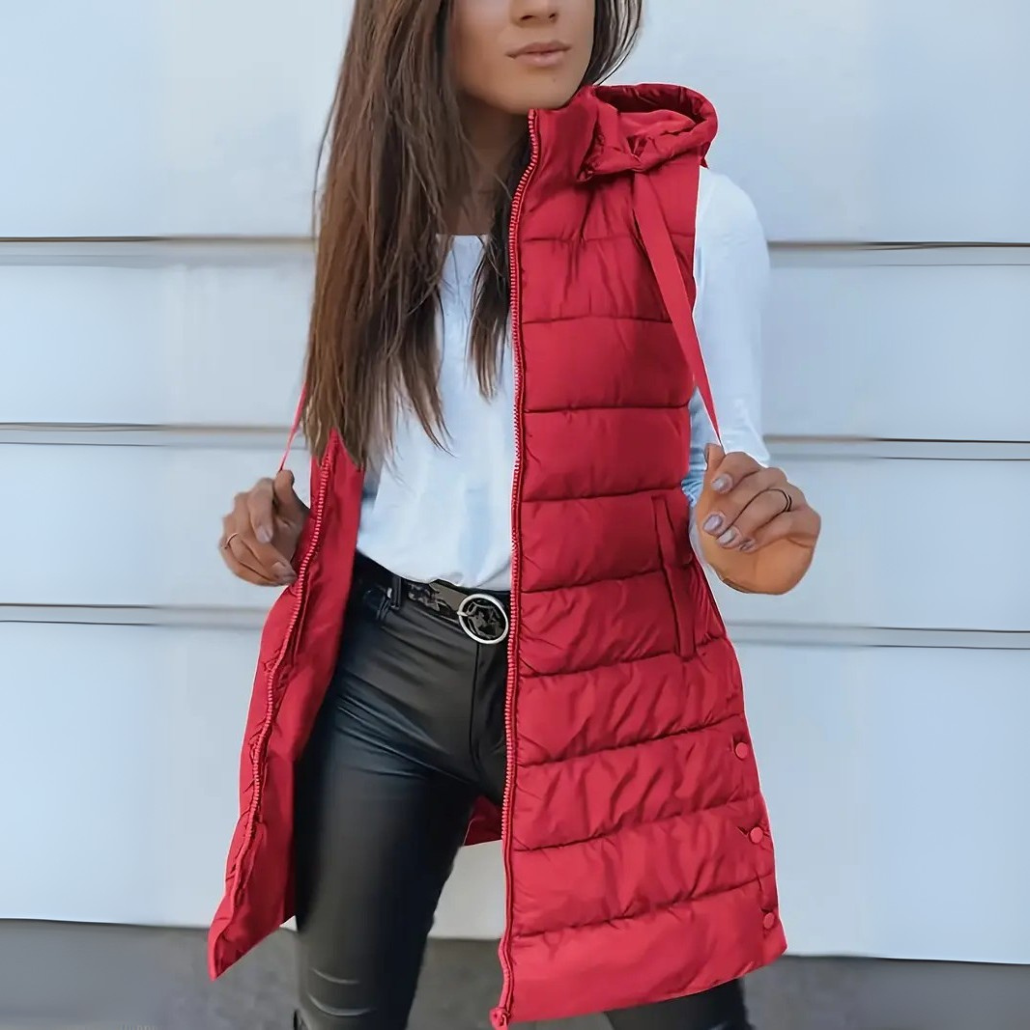 Celeste™ – Casual Sleeveless Hood Long Puffer Vest