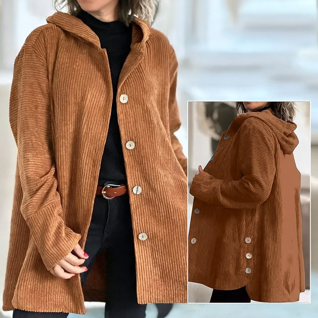 Ava | Casual velvet jacket with hood for autumn π