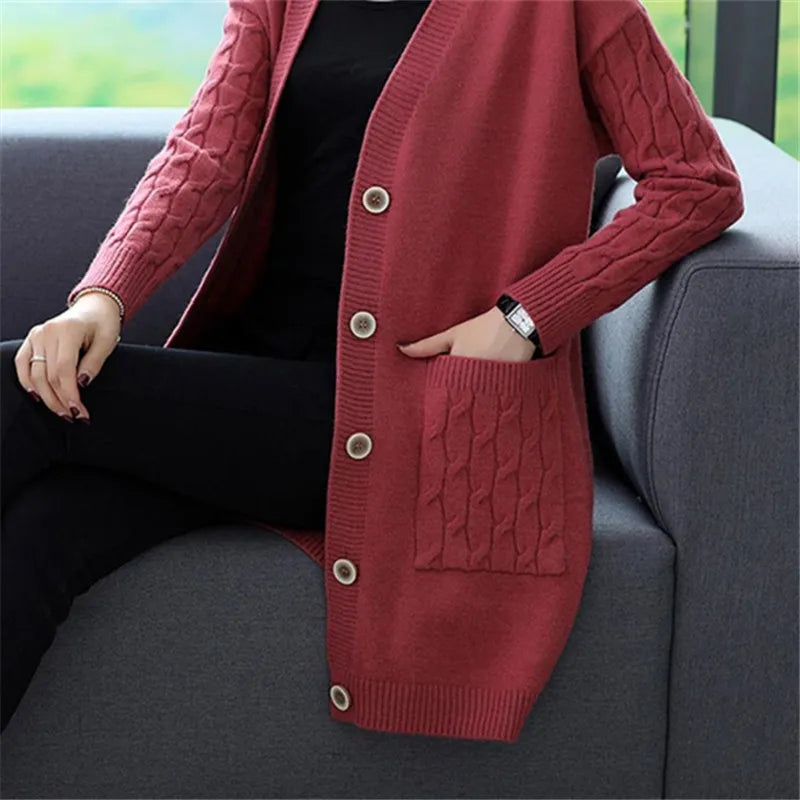 Graciel - Cable Sleeve Knit Cardigan