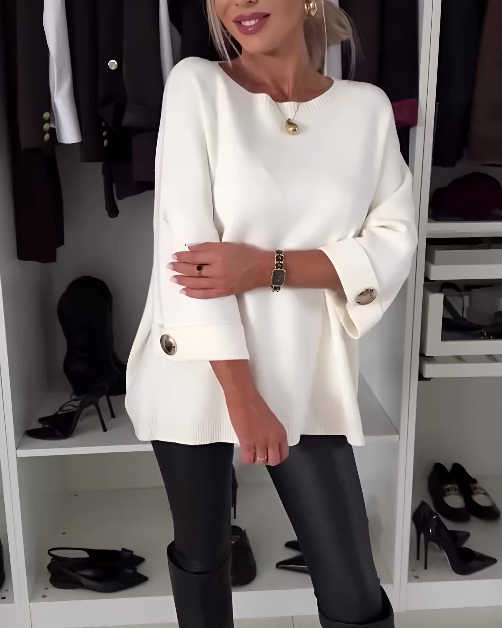 Elayne™ – Button-Accent Knit