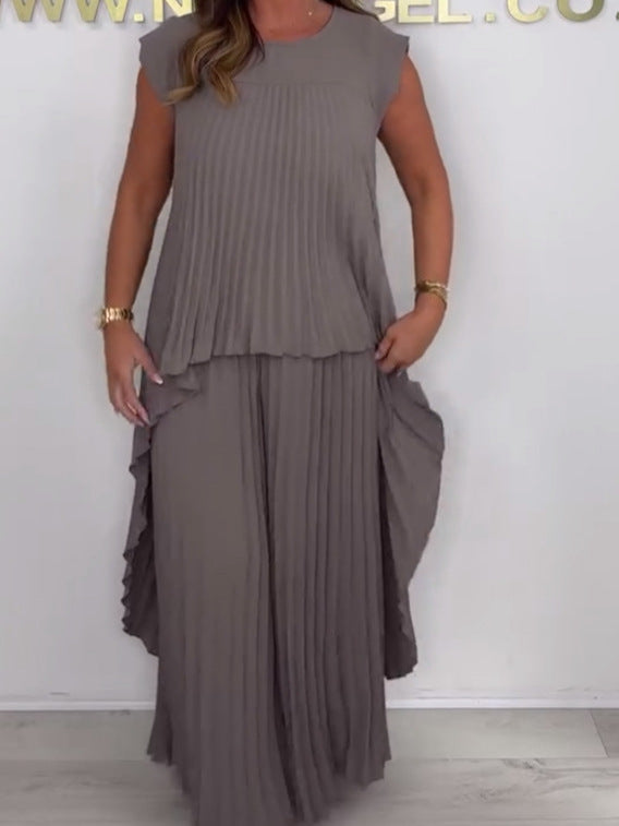 Liora™ – Pleated Elegance Two-Piece Set