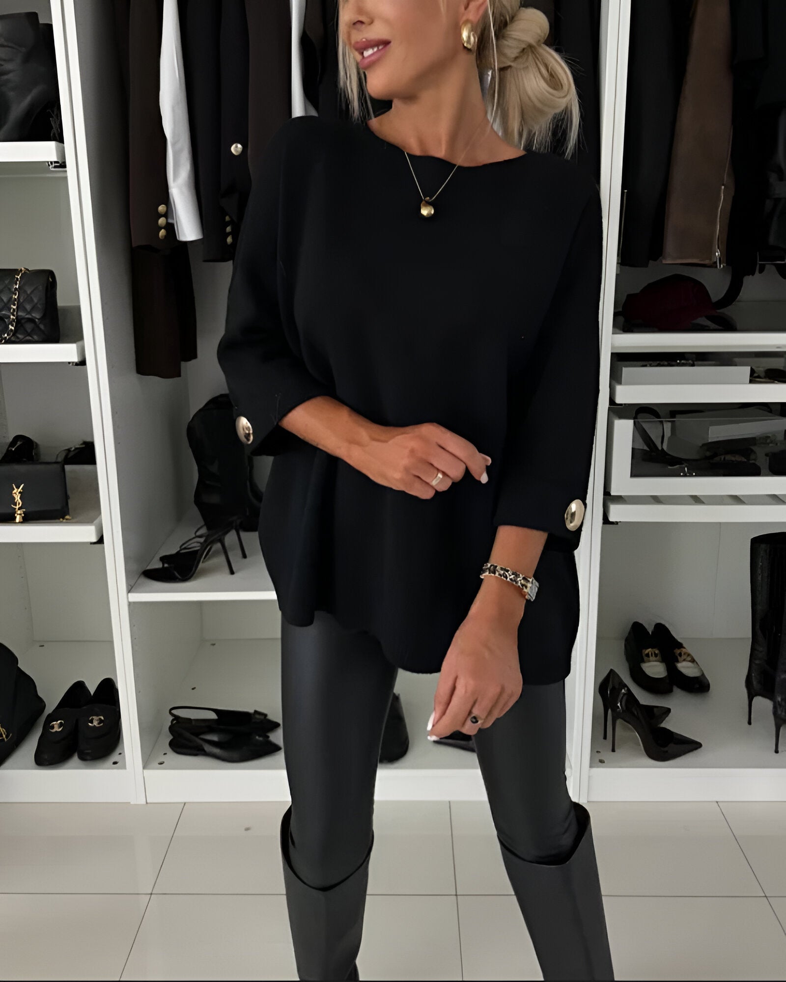 Elayne™ – Button-Accent Knit