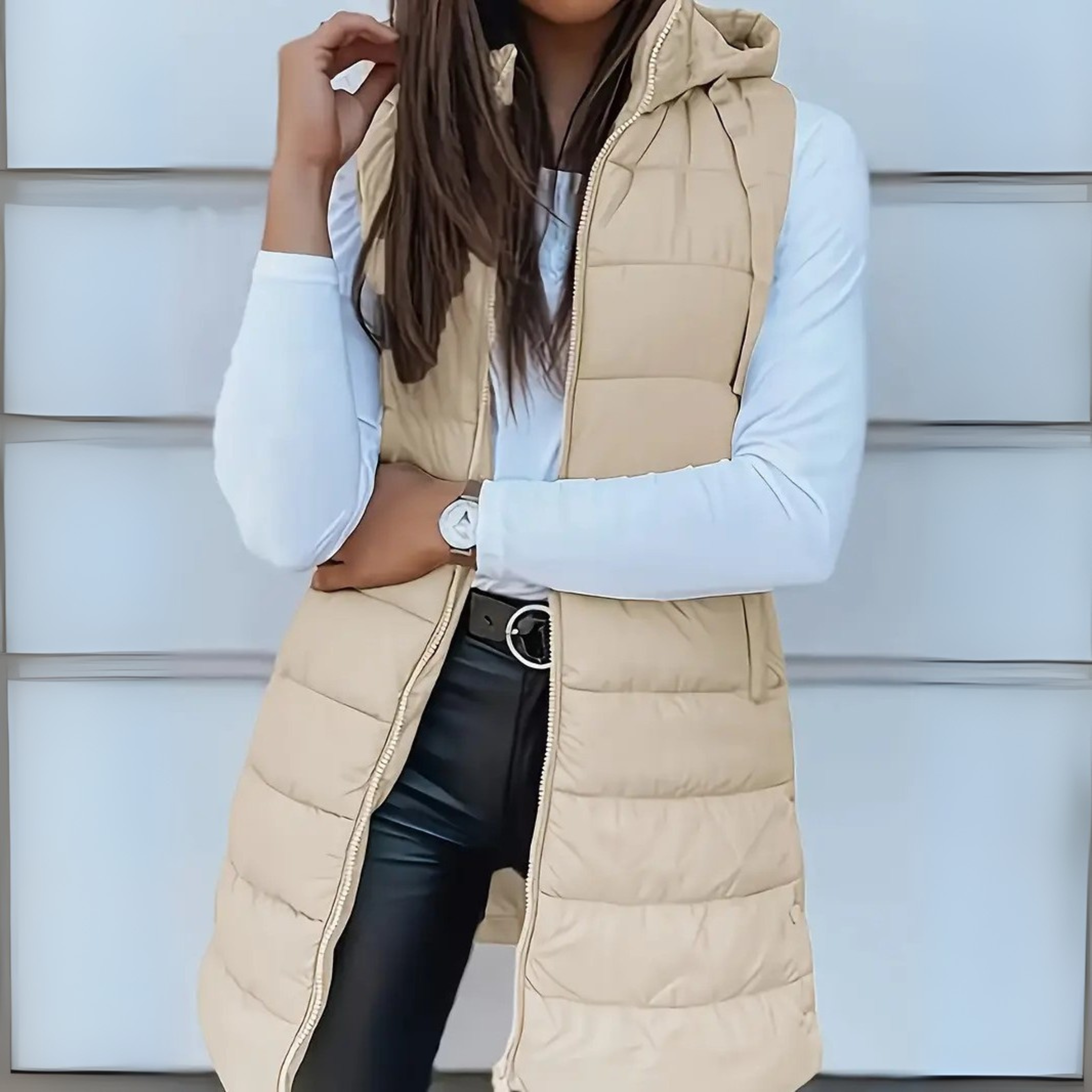 Celeste™ – Casual Sleeveless Hood Long Puffer Vest