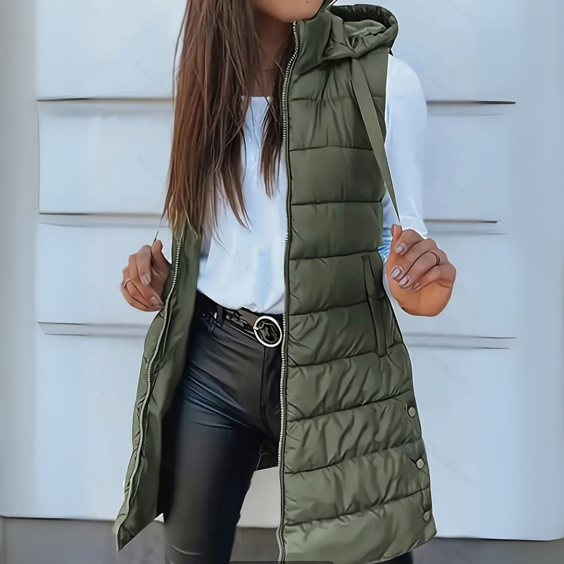 Celeste™ – Casual Sleeveless Hood Long Puffer Vest