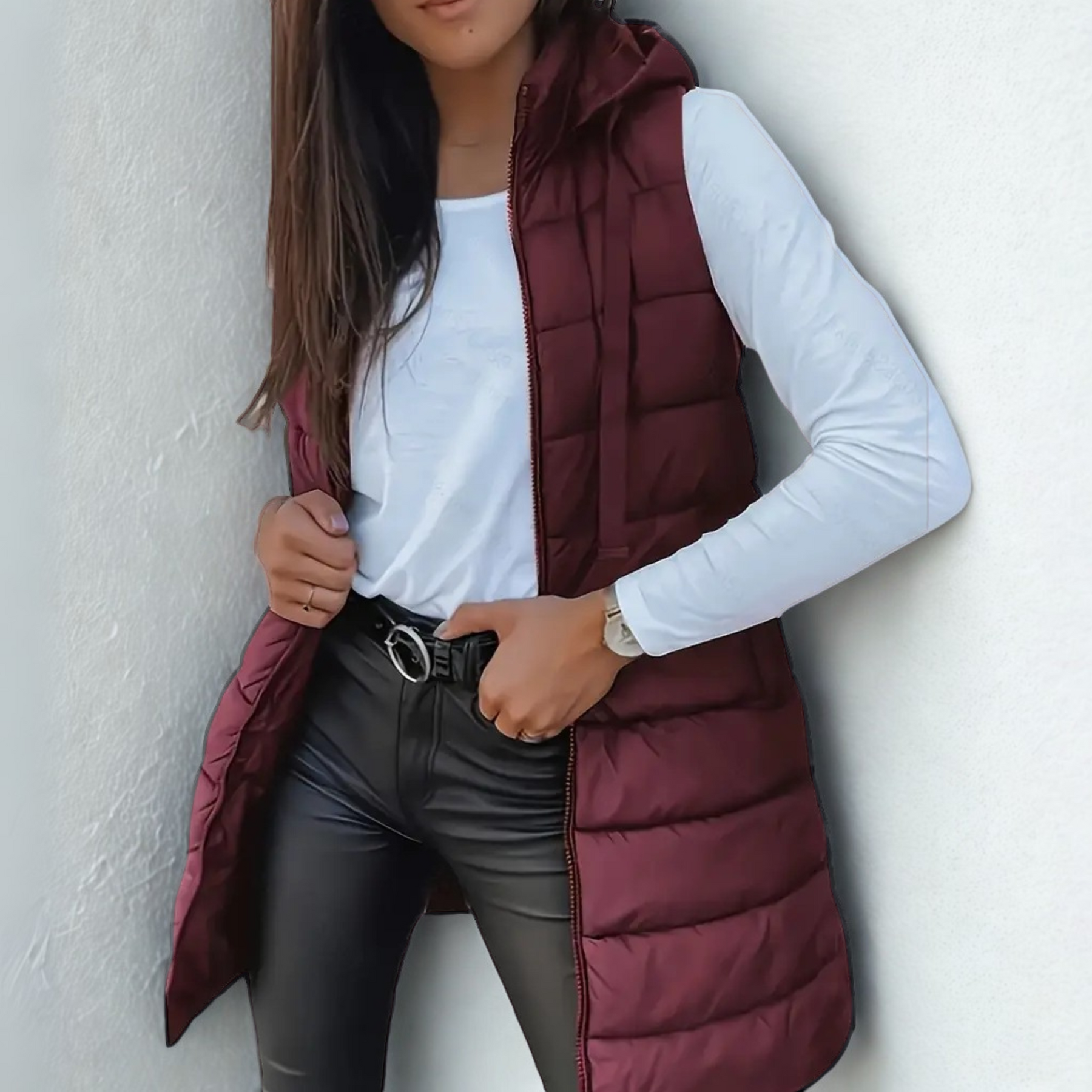 Celeste™ – Casual Sleeveless Hood Long Puffer Vest