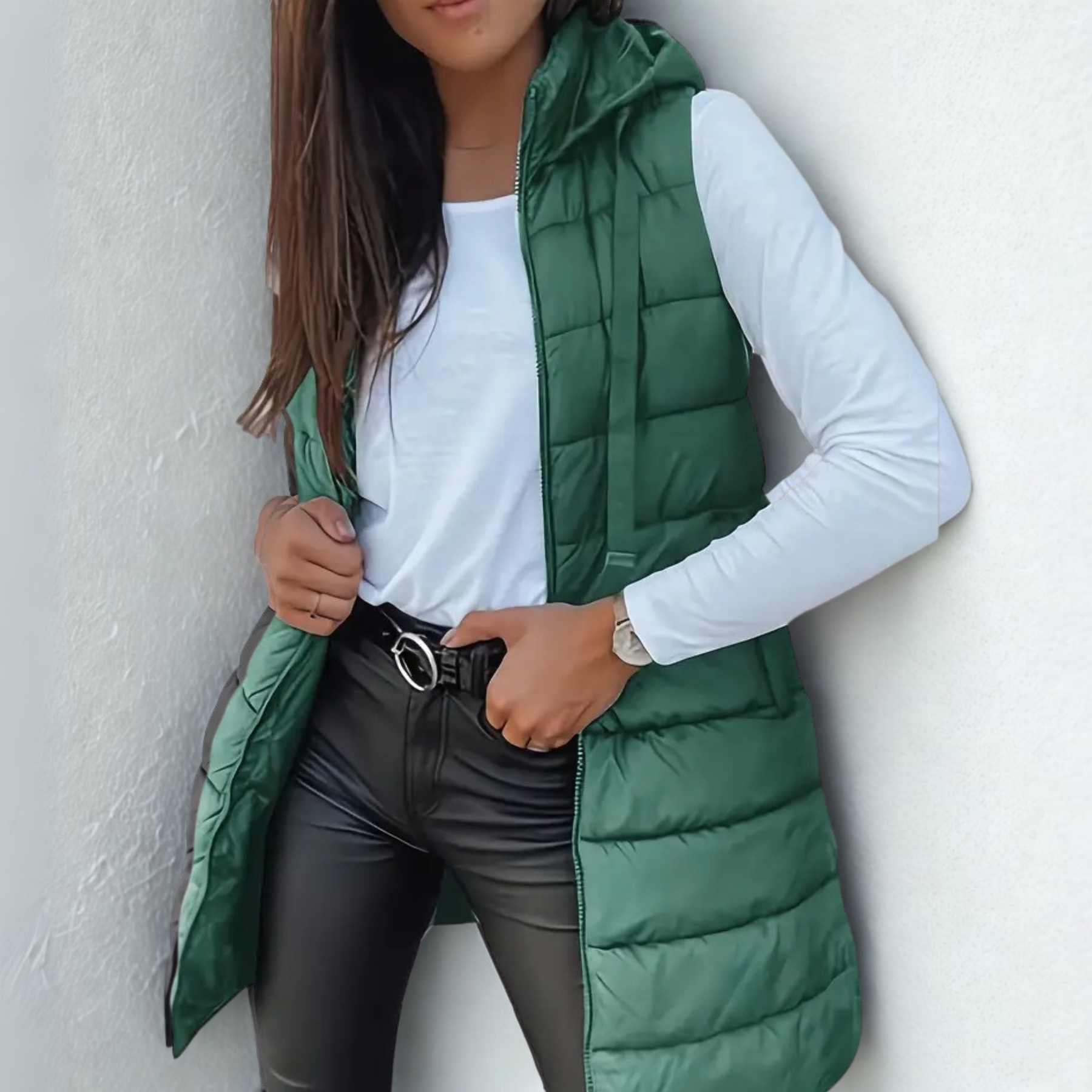 Celeste™ – Casual Sleeveless Hood Long Puffer Vest