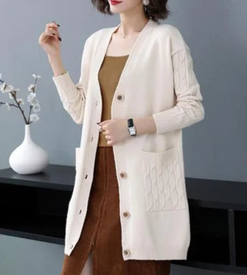 Graciel - Cable Sleeve Knit Cardigan