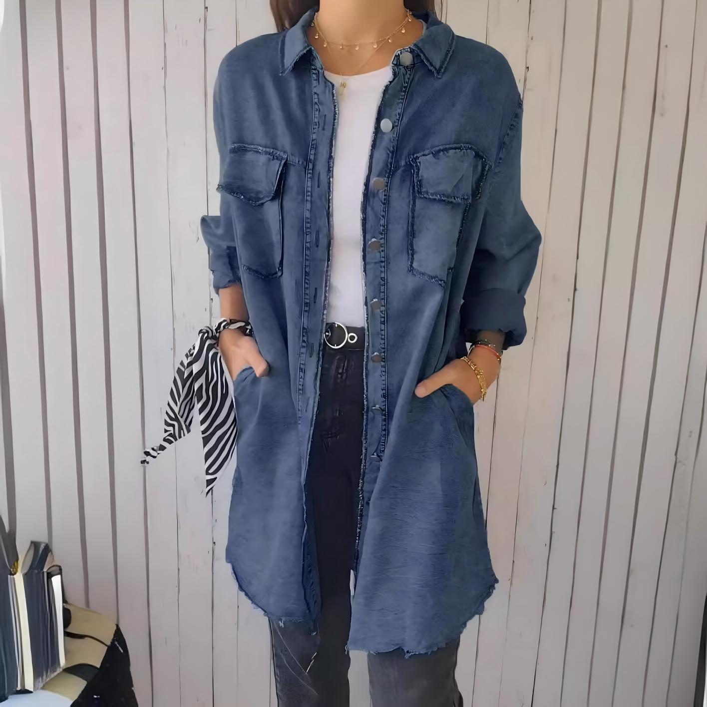 Jodie - Frayed Edge Shirt Dress