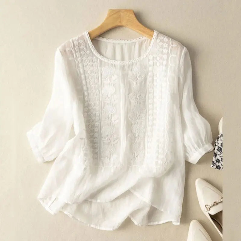 Evianne-Embroidered Detail Blouse