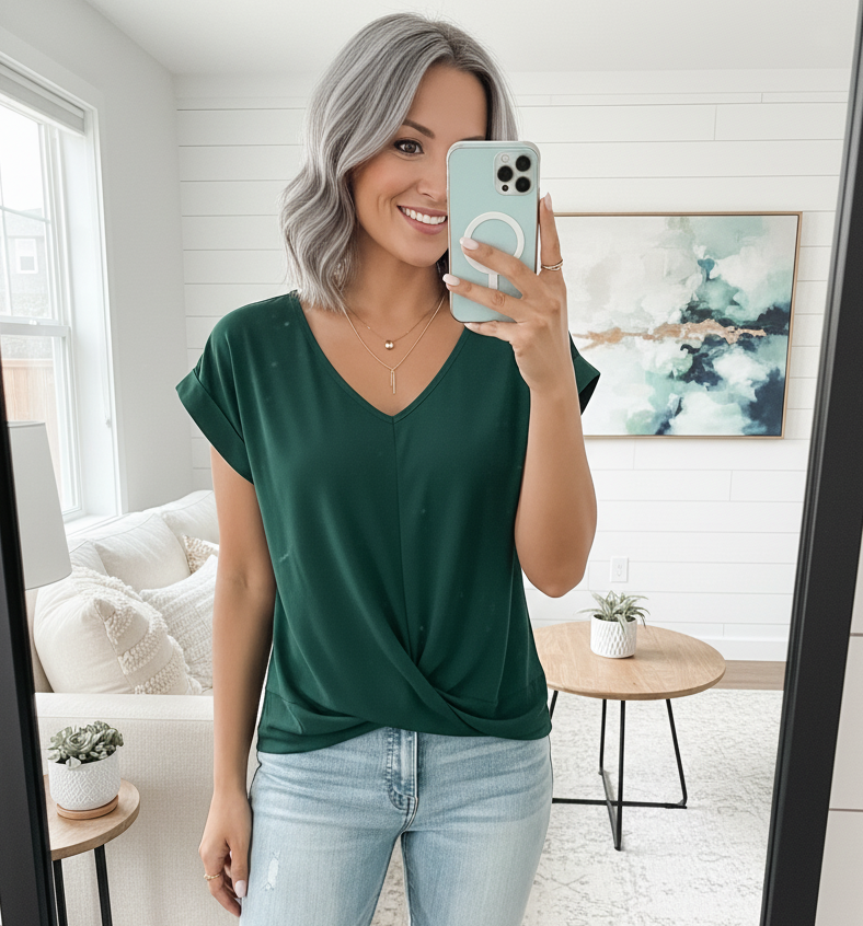 Serena™ – Soft Knit V-Neck Tee