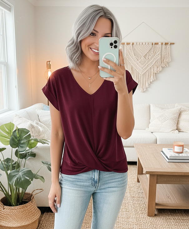 Serena™ – Soft Knit V-Neck Tee